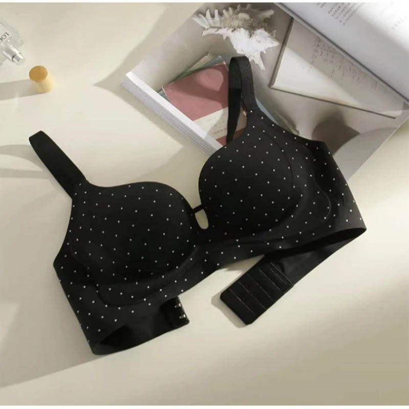 Sujetador sin costuras con puntos para mujer, sin aros, con efecto push-up para senos pequeños, que realza el busto y le da un aspecto más voluminoso.