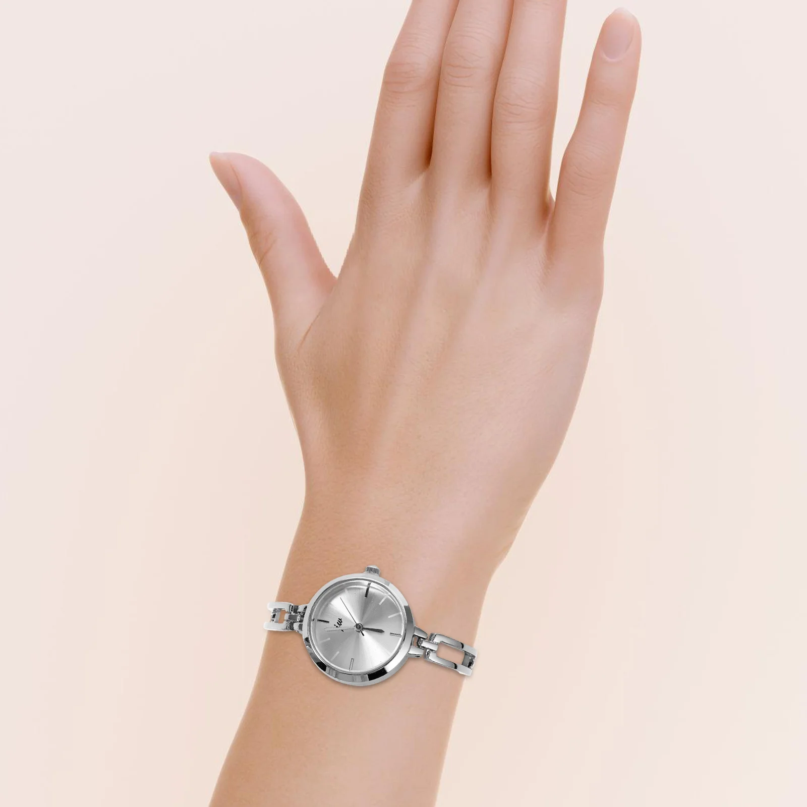 Elegancki damski zegarek kwarcowy z srebrno-białą tarczą, prostą bransoletą ze stopu, modny zegarek na rękę, prezent na urodziny, walentynki, Boże Narodzenie.