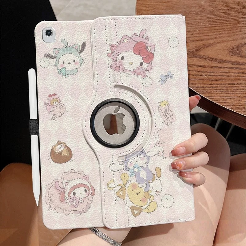 

Чехол Sanrio Melody Cute Ipad Pro, студенческий настольный вращающийся на 360 градусов флип-чехол Mini7, пыленепроницаемый чехол для планшета с героями мультфильмов для девочек
