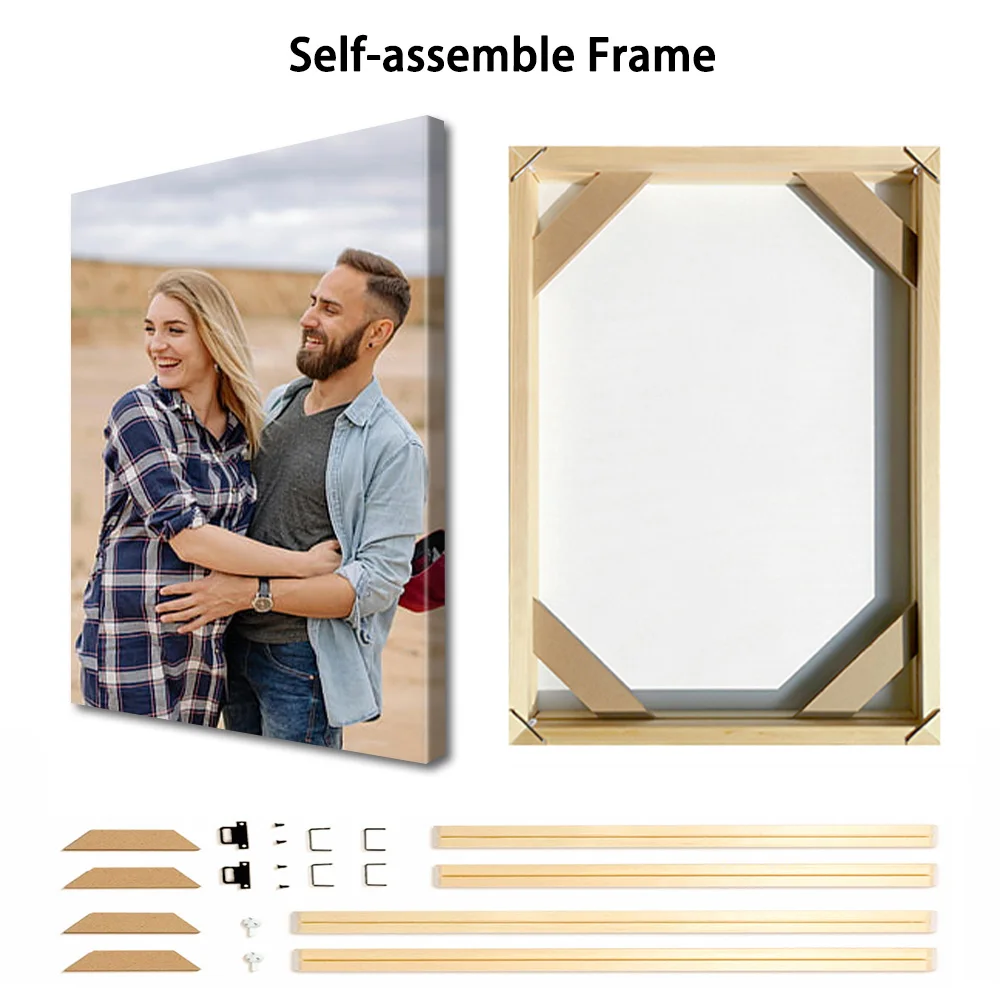1 Pc Customized Photos on Canvas with DIY Wood Frame or frameless poster,Personalized Custom Photos for Your Lover,family,friend