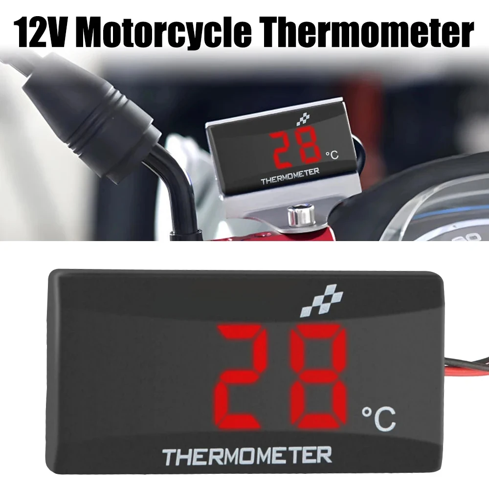 Motorcycle Thermometer  Water Tank Retrofit 0~120°C Monitor Red Blue Indicator Warning 12V Motorcycle Thermometer With Senso