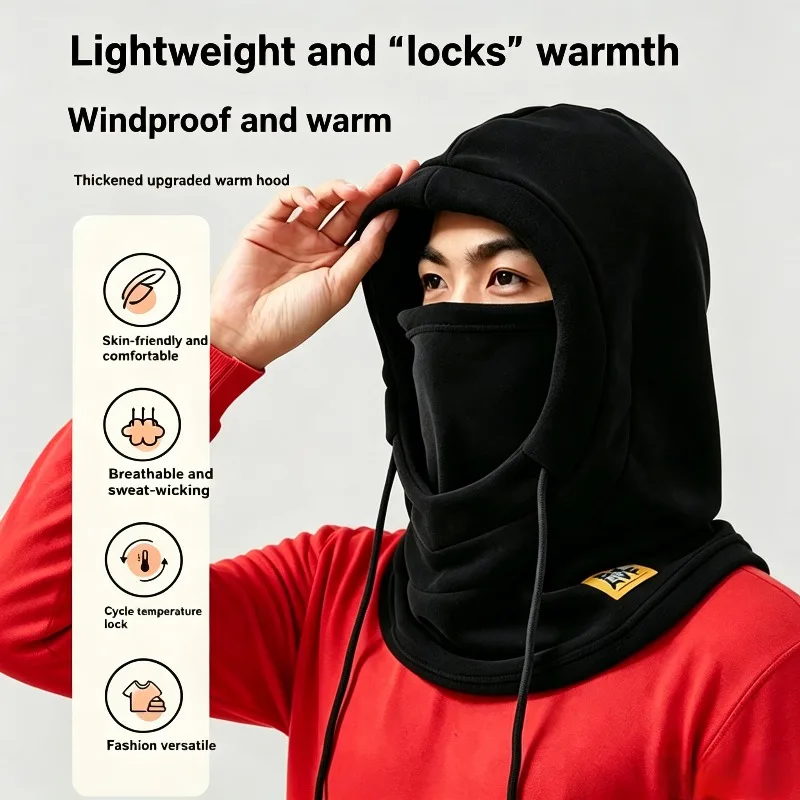 Winter Fleece Balaclava 3-in-1 Windproof Hat Mask Neck Warmer Thermal Cold Weather Headgear Unisex Ski Cycling Outdoor Sports