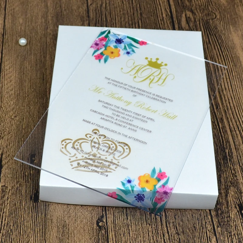 Hot Sale Acrylic Wedding Card UV Printing Acrylic Invitations Customized Wedding Invitations