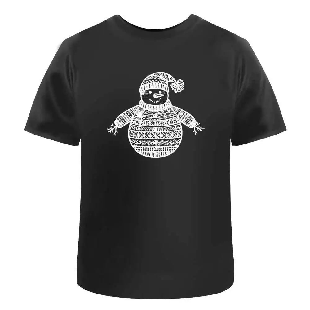 Muñeco de nieve con sombrero y jersey, camisetas de algodón para hombre/mujer