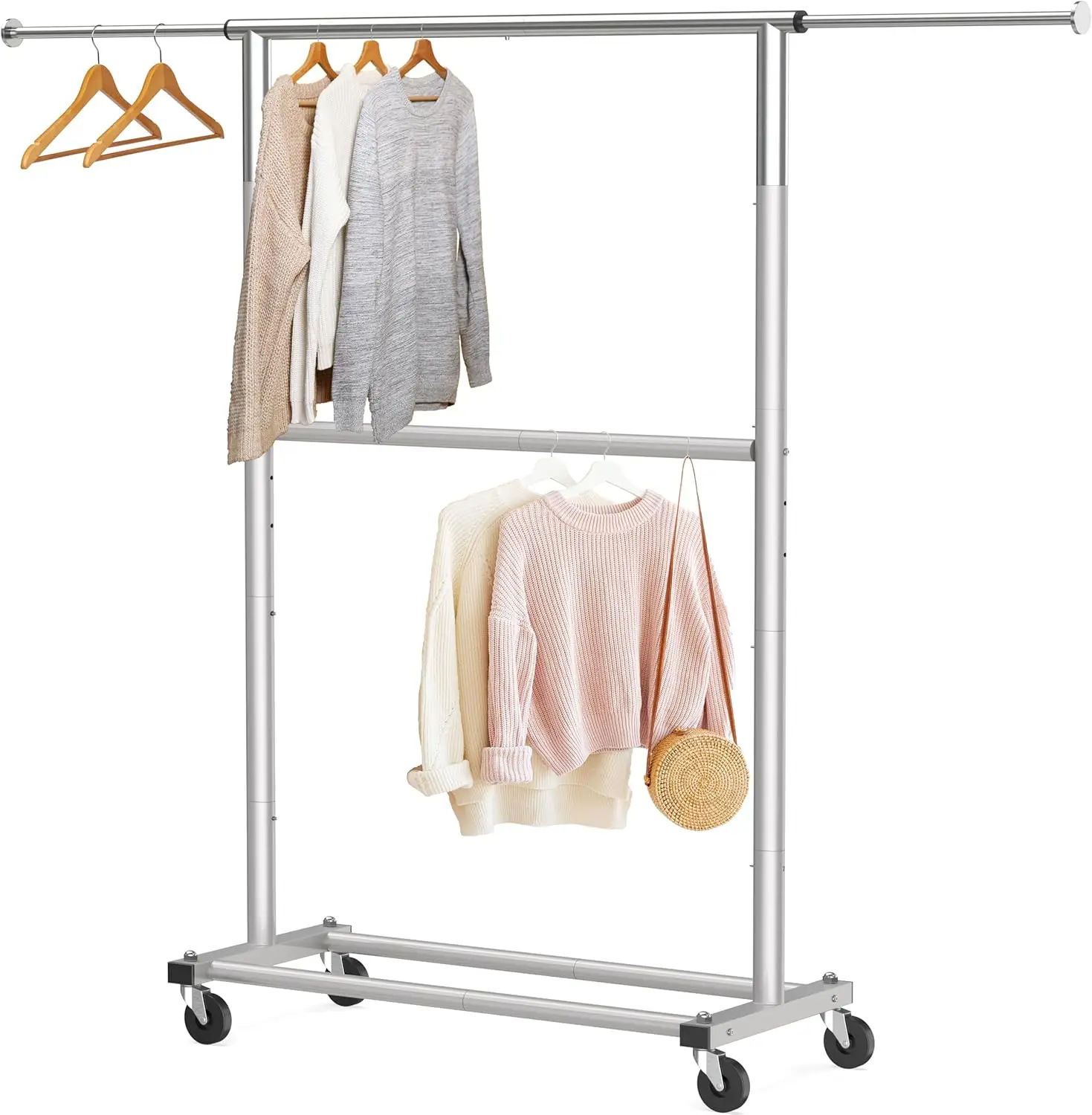 

Double Rod Garment Rack in Grey