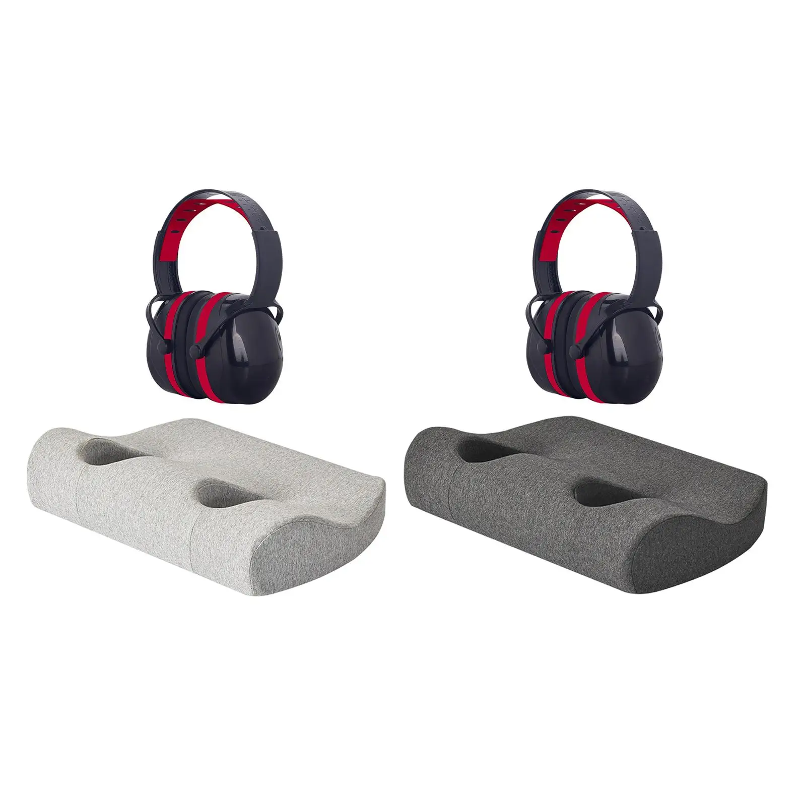 

Pillow with Two Ear Holes Breathable Washable Cover Soft Comfortable with Noise Cancelling Ear Muffs for Piercing Memory Foam