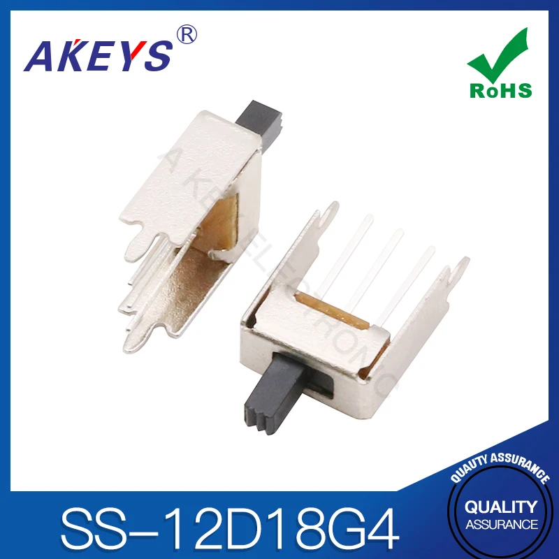 10PCS SS-12D18G4 (1P2T) toggle switch 3 feet 2 files fixed foot length 10MM power supply Slide switch