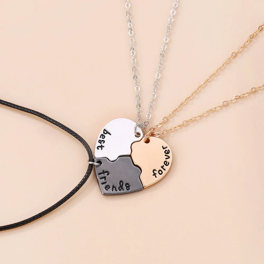 New Style Star Moon Three Person Chain with Advanced Design Sense Good Friend Metal Droplet Oil Splicing Round Pendant Set