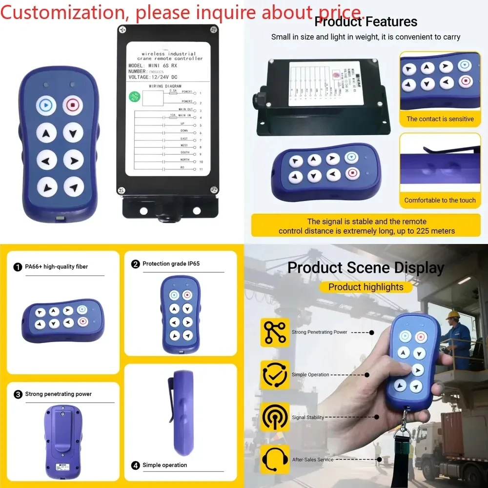

Mini Remote Control Truck Tail Lift Crane Waterproof Industrial Wireless Transmitter Receiver FCC Certified for Ship Loaders