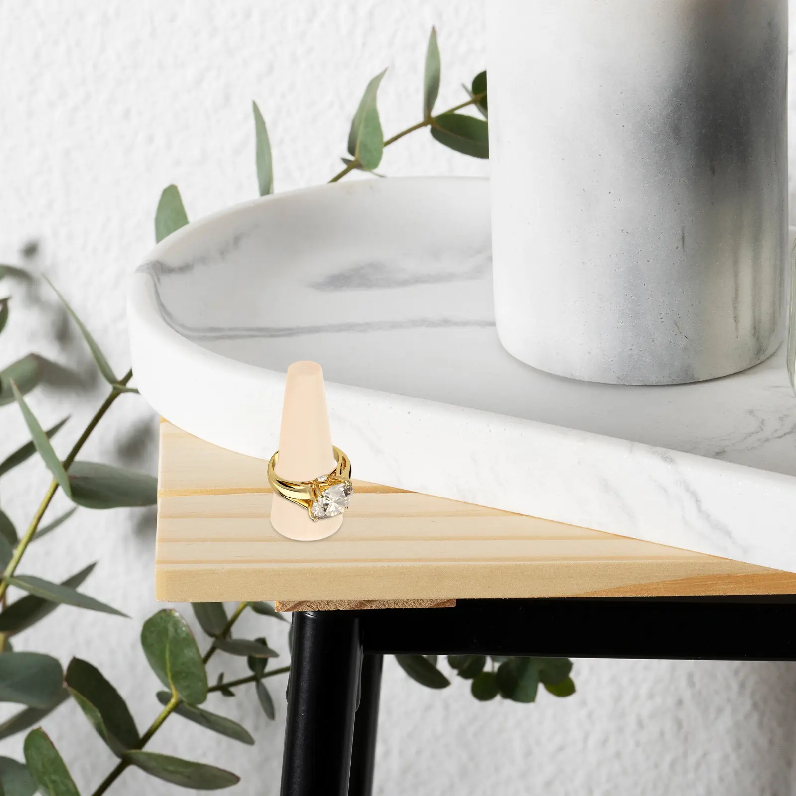 

20Pcs Natural Wood Cone Ring Holder Minimalist Jewelry Display Stand Stable Cone Shape for Home Decor Store Props Wooden Ring