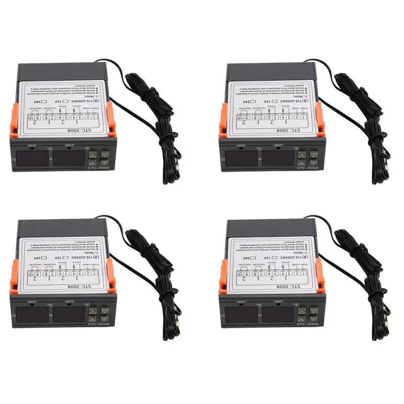 

ABRW-4X Stc-3008 110-220V Dual Digital Thermostat Temperature Controller For Incubator Thermostat Hygrometer Dehumidifier