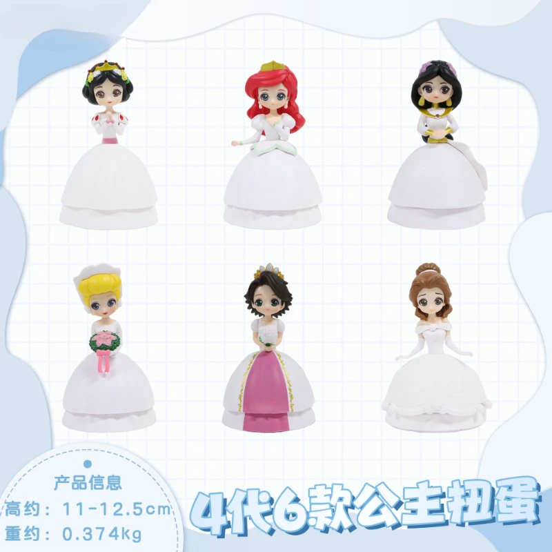 ตุ๊กตาเจ้าหญิงดิสนีย์เจ้าหญิงกาชาปุน3/4/6/12ชิ้นของขวัญตกแต่งหน้าเค้กเด็กตุ๊กตาขยับแขนขาได้