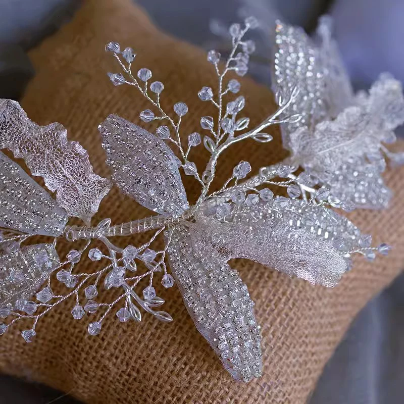 NiuShuya Diadema con cuentas de cristal hecha a mano, tocado de lujo para novia, boda, viaje, fiesta, accesorios