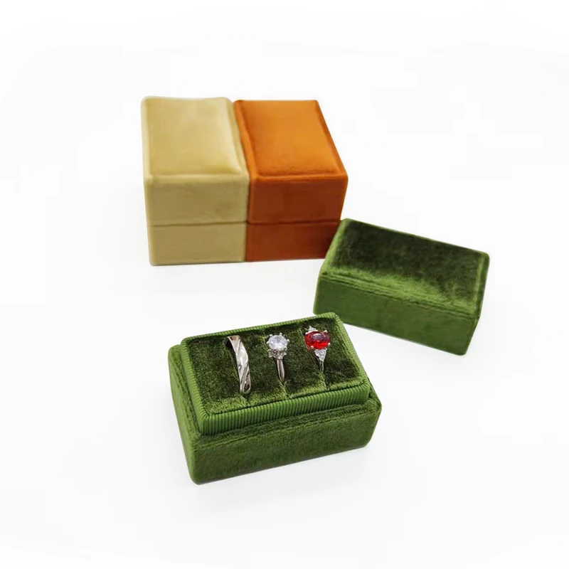 Caja De terciopelo para anillos, soporte para 3 anillos, expositor De anillos De gran cantidad, Organizador De almacenamiento De Joyas