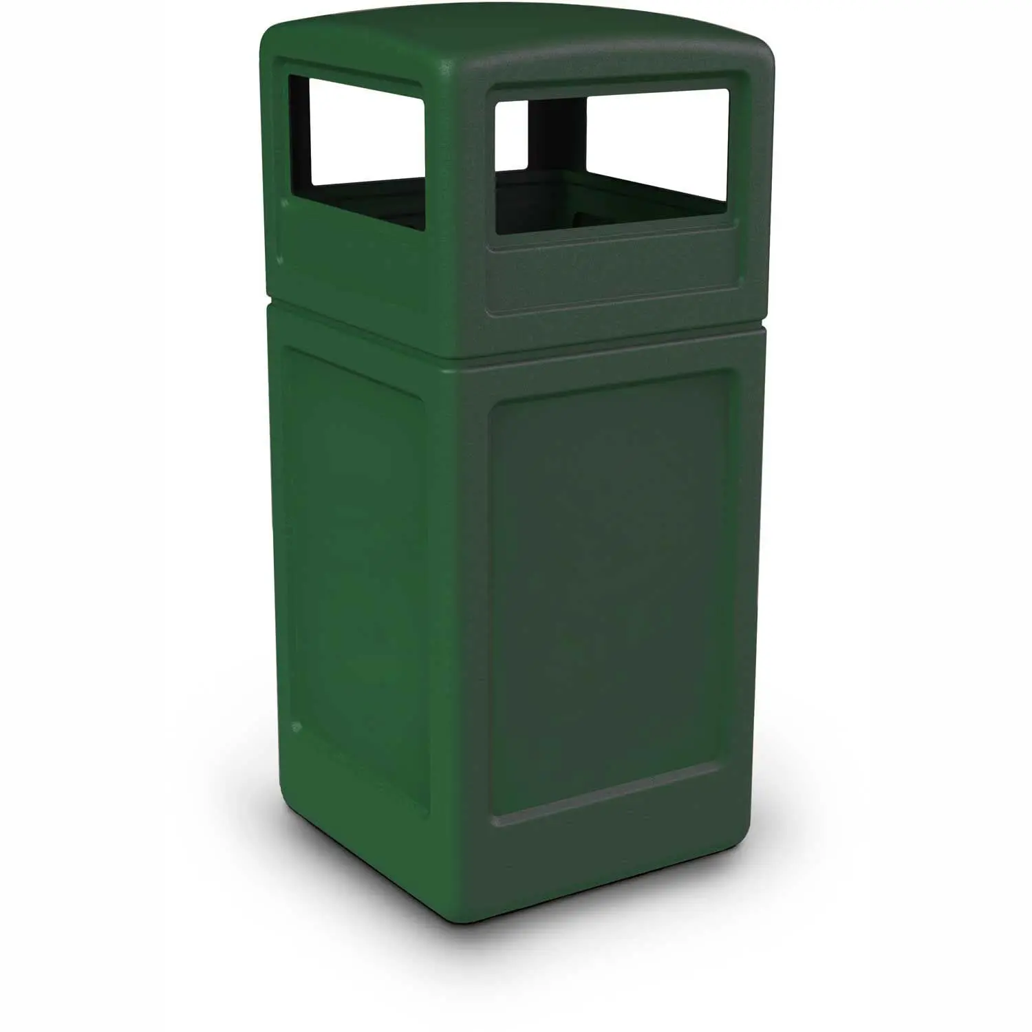 

-73295399 PolyTec 42 Gallon Square Waste Container with Dome Lid Color: Green