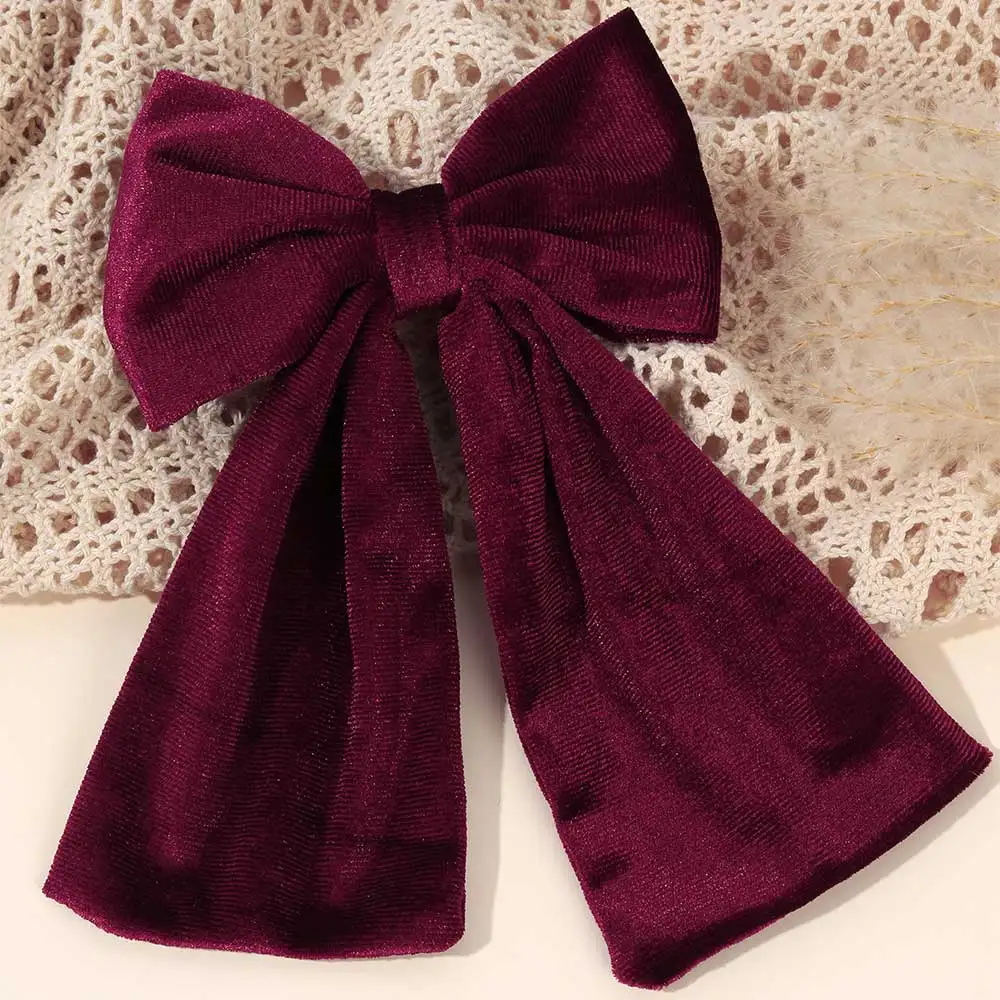 Vintage Large Bowknot Hairpins Women French Hair Clip Velvet Princess Hairpin Headdress Korean Hairgrip Ponytail Holder Clips