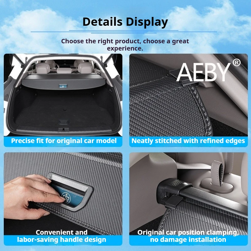 

AEBY For ZEEKR 7X 2024 2025 Cargo Cover Trunk Shade Retractable Luggage Shelf Privacy Security Car Interior Accessories