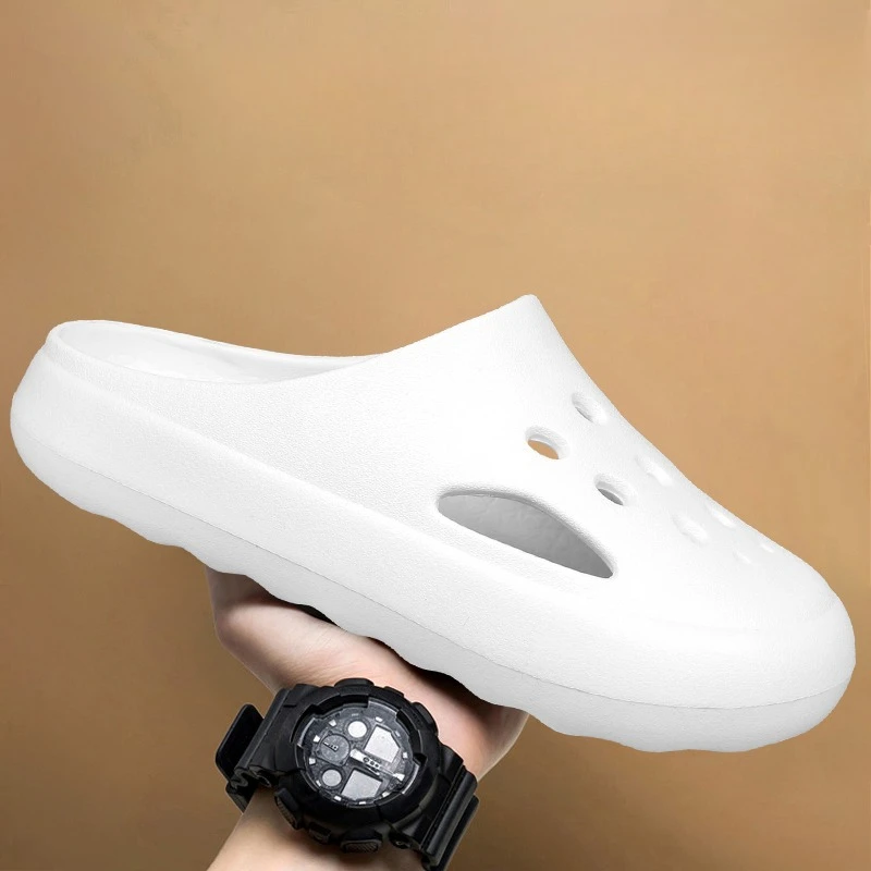 

Летние спортивные шлепанцы для восстановления после тренировок, мужские, с толстой подошвой, закрытым носком, пляжные сабо, удобные, дышащие, из ЭВА, сандалии без застежек