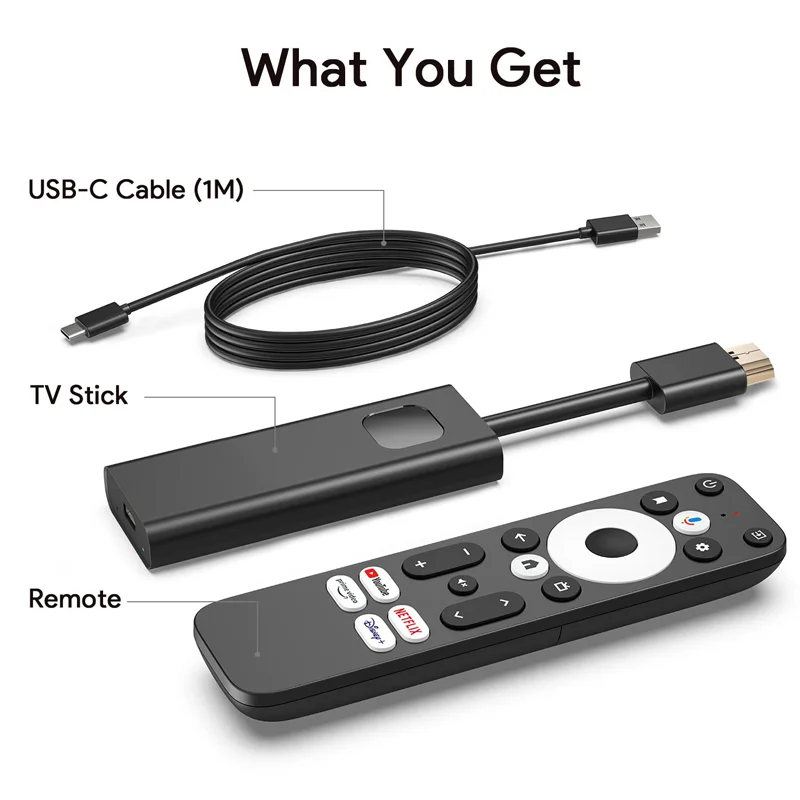 UBISHENG Android TV Stick GD1 4K Streaming Media Player Amlogic S905Y4 2G DDR4 16GB Netflix Google Certified WiFi Set Top Box