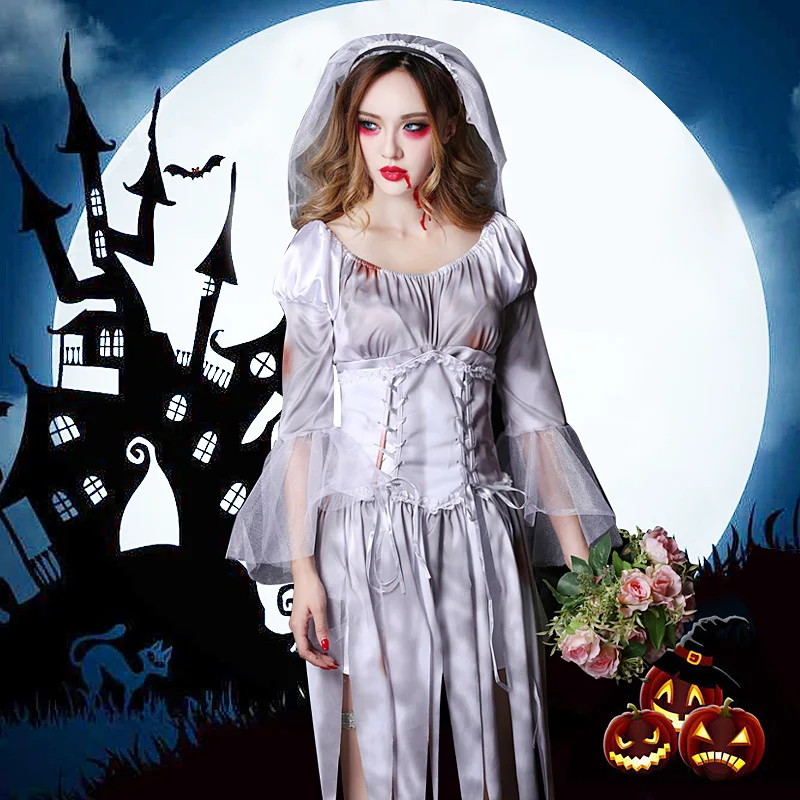 loween Zombie Coppia Costume Matrimonio om E Sposa Role-plang Outfit Formato adulto Fibra di poliestere 00% Tradizionale Cina...