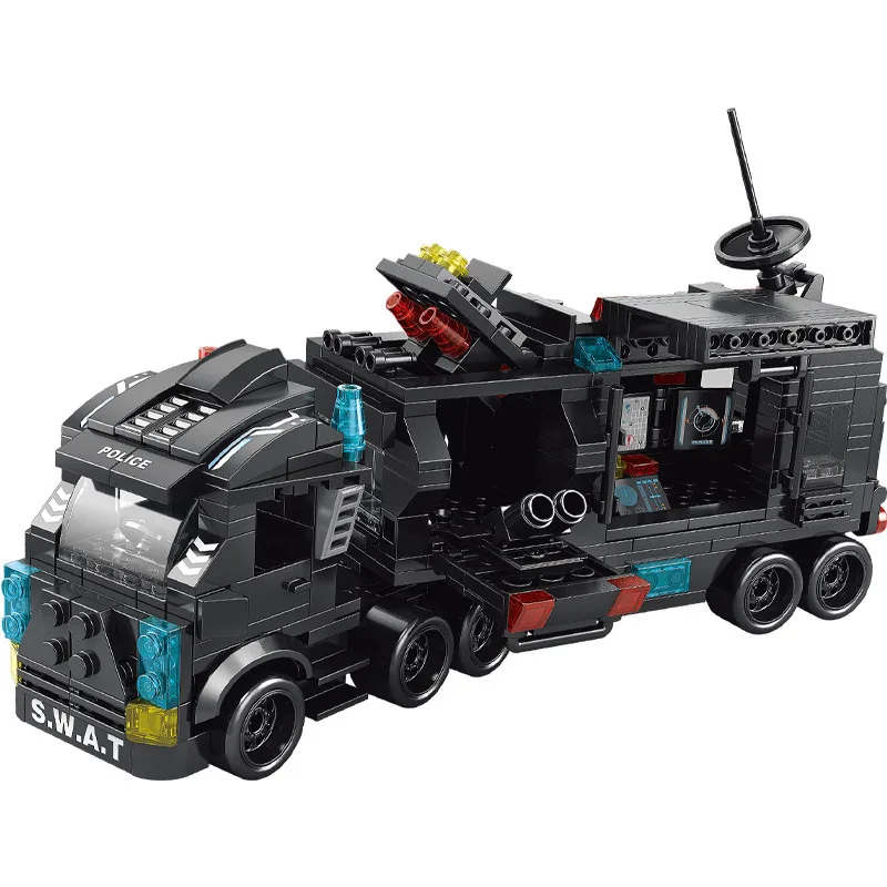 Compatible with Lego 585Pcs City Police Station SWAT Truck Car Building Blocks DIY Toys for Boys Kids Gifts