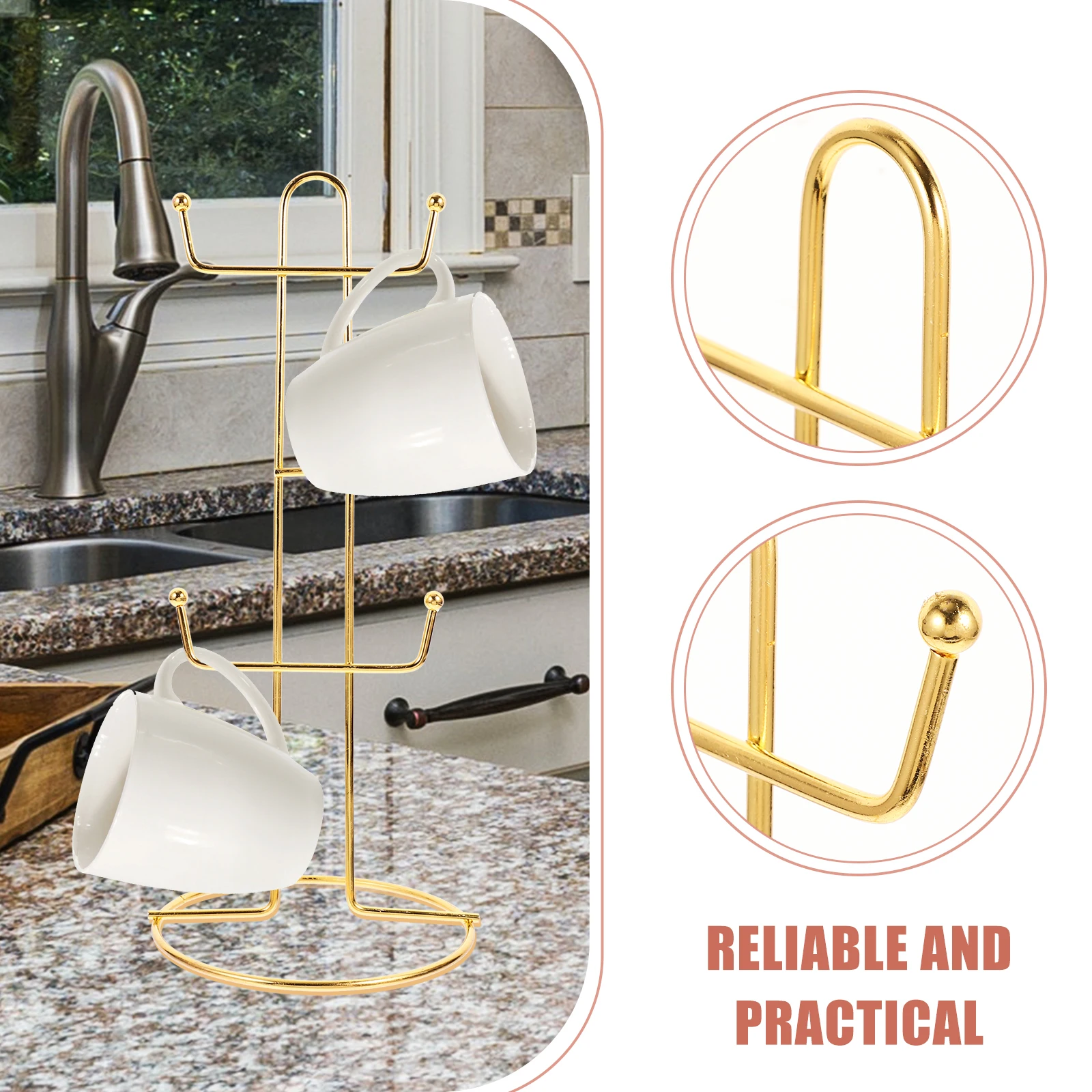 

6 Hooks Cup Holder Stand Iron Material Coffee Mugs Tea Cups Kitchen Countertop Organizer Storage Rack Pantry Glove Mug Tree