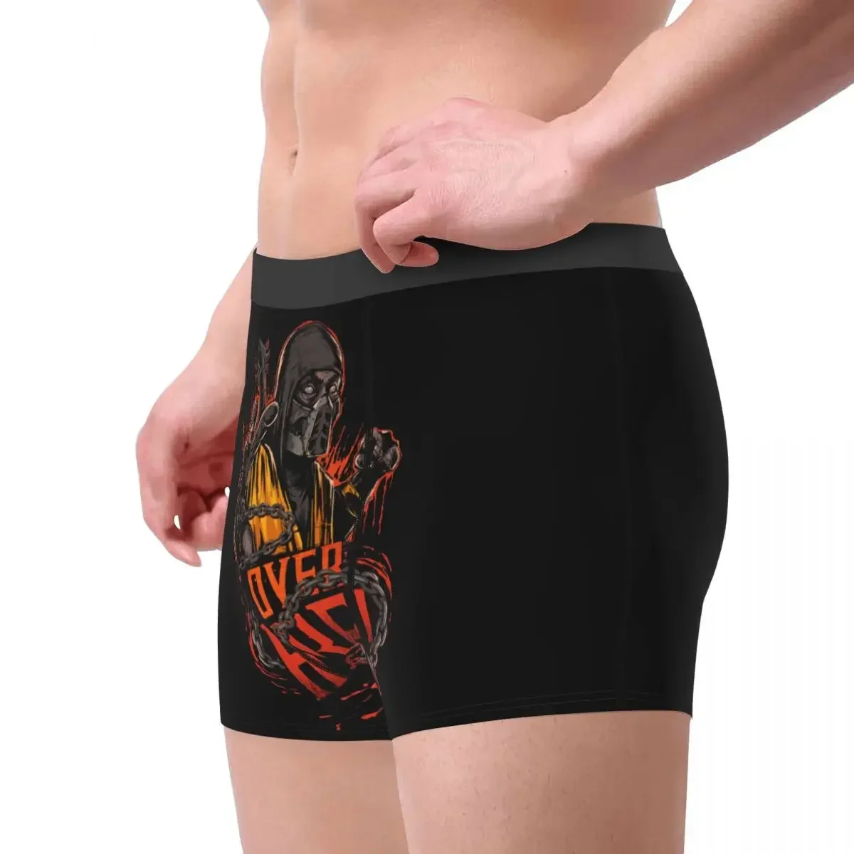 Men's Boxer Shorts Panties Scorpion Get Over Here Mortal Kombat 11 Popular Fighting Game Soft Underwear Homme Underpants