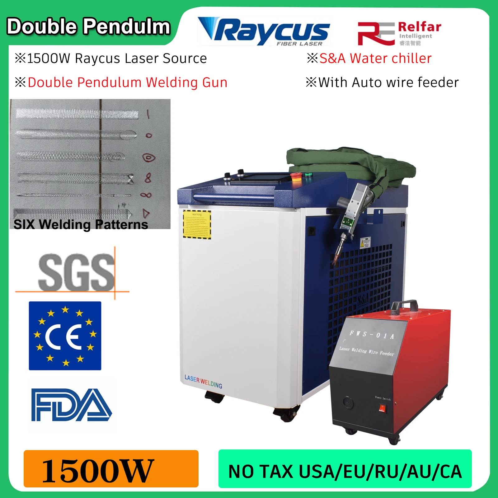 【DDP TO EU】4 in1 Laser Welder 1500W Raycus Machine 1500W Laser Cleaning for Metal Cleaning Machine Double Pendulum Gun Relfar