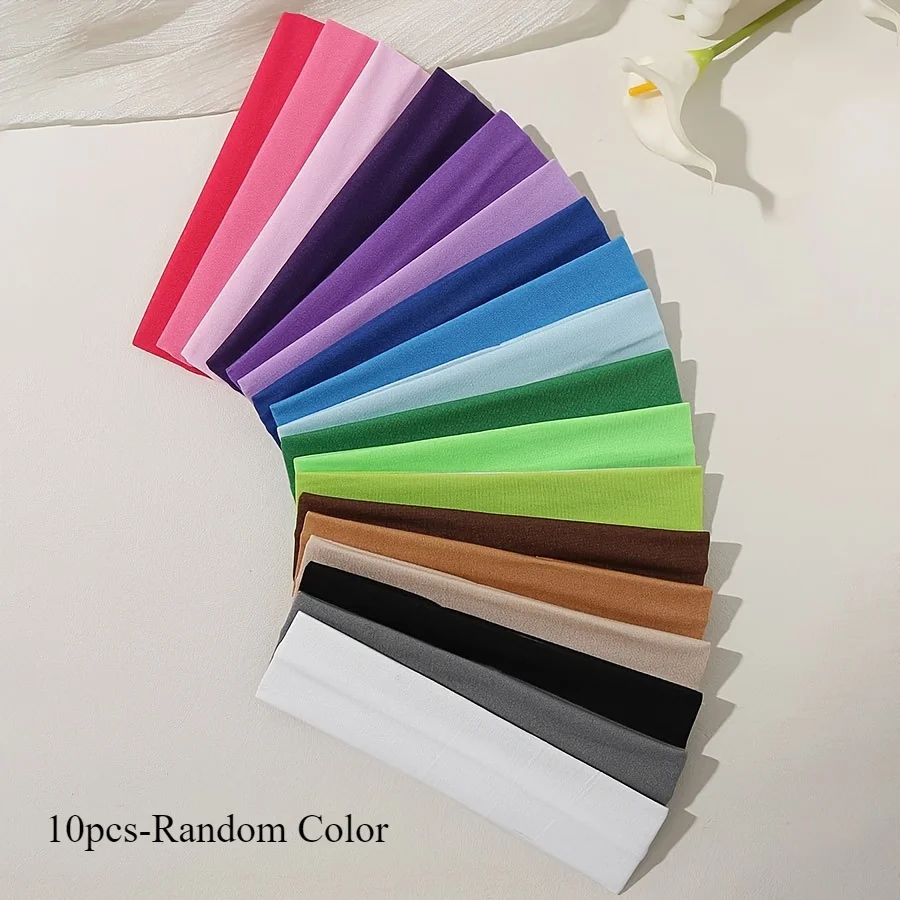 10 pieces of women's elastic headband, anti slip, sweat absorbing, suitable for yoga, running, and sports image 6