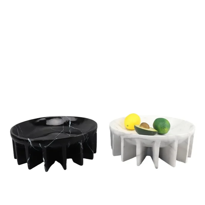Modern Simple Marble Texture Resin Fruit Plate Ornament for Living Room Restaurant Hotel Homestay TV Cabinet Home Decoration