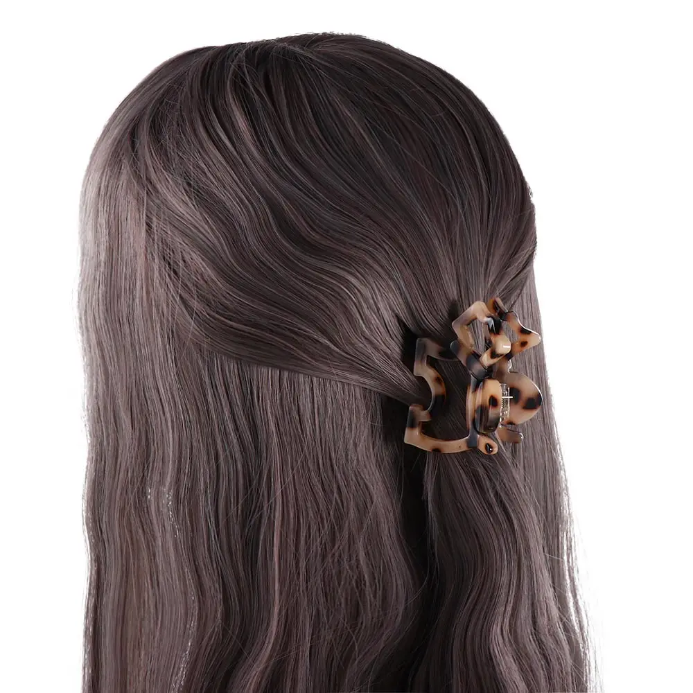 Pinza de pelo de perro hueca abstracta para mujeres y niñas, horquilla de ácido acético con patrón de leopardo, accesorios para el cabello, regalos