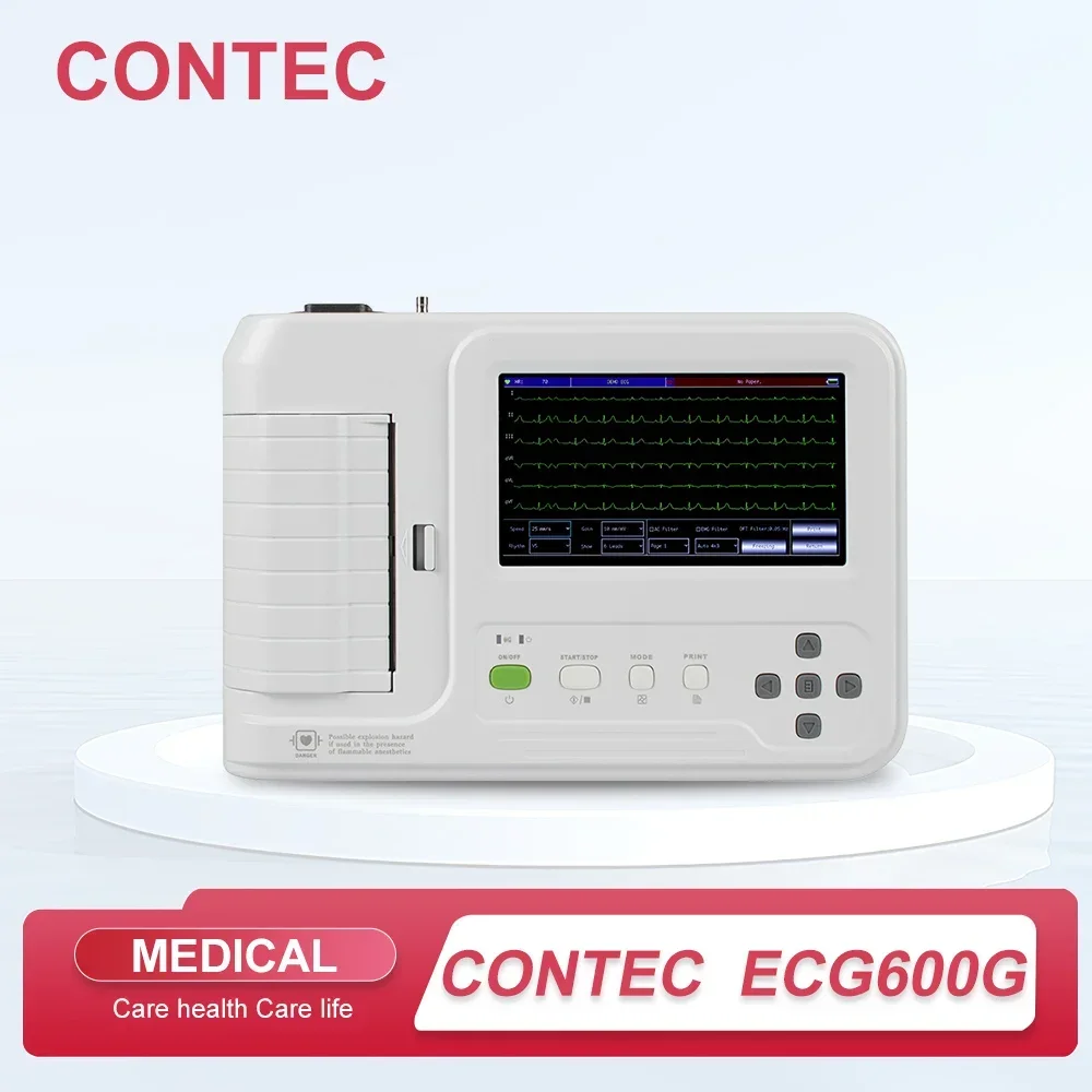 6-канальный 12-проводной цифровой кардиологический электрокардиограф CONTEC ECG600G EKG ECG аппарат + программное обеспечение для ПК