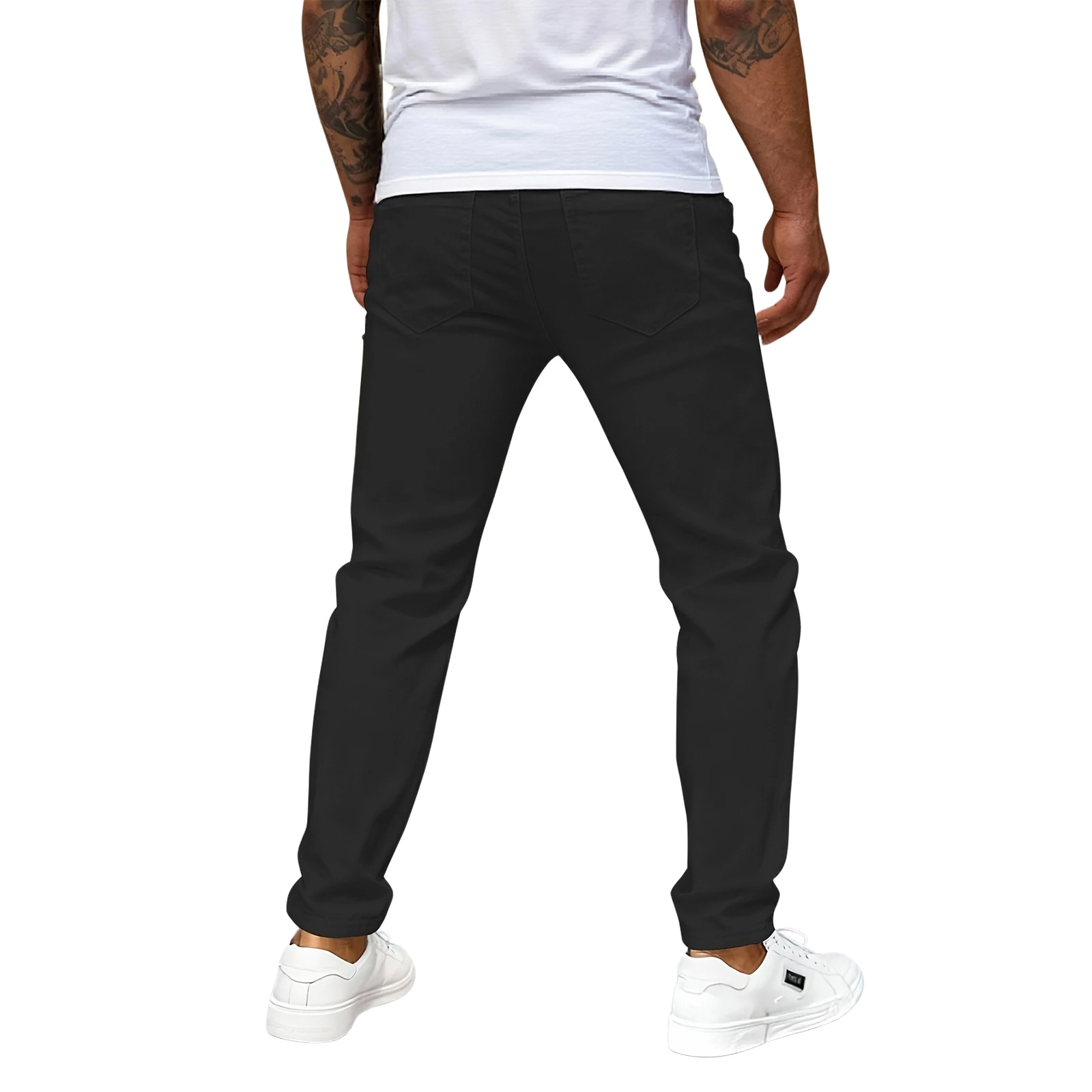 Men's Mid Waist Casual Chino Pants Regular Fit Full‑Length Trousers Multi Pockets Daily Wear Soft Comfortable Bottoms