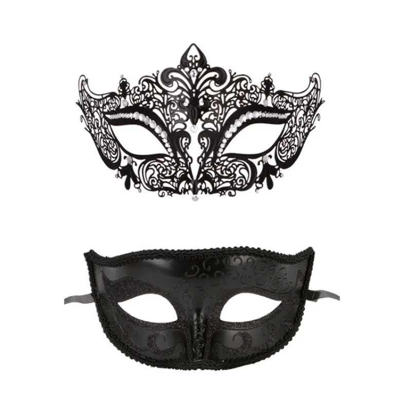 

Halloween Mask Venice Makeup Ball Mask Party Black Diamond Eye Mask Half Face Princess Set Mask Black Golden Sliver Set
