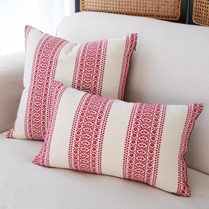 Classical Red Flora Pillows Luxury Embroidery Cushion Case Retro Square Decorative Pillow Cover For Sofa Chair Home Decorations