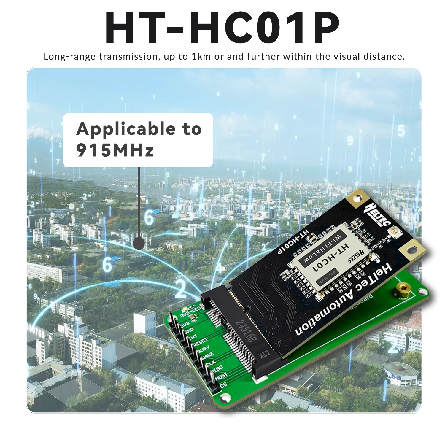 

Heltec WiFi HaLow Series HT-HC01P Мини-интерфейс PCIe и плата отладки Модуль 902-928 МГц подходит для большинства сценариев IoT