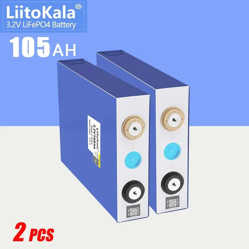 

1-2PCS LiitoKala 3.2V 105Ah Lifepo4 Rechargeable Battery For 12V 24V 48V E- vehicle EV RV Solar Storage Golf Cart Inverter DIY