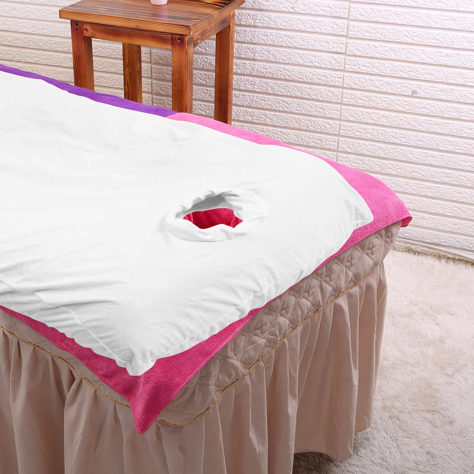 

Portable Massage Bed Cover Fitted Sheets Comfortable White Drape Child Oil Proof Breathable Washable Microfiber