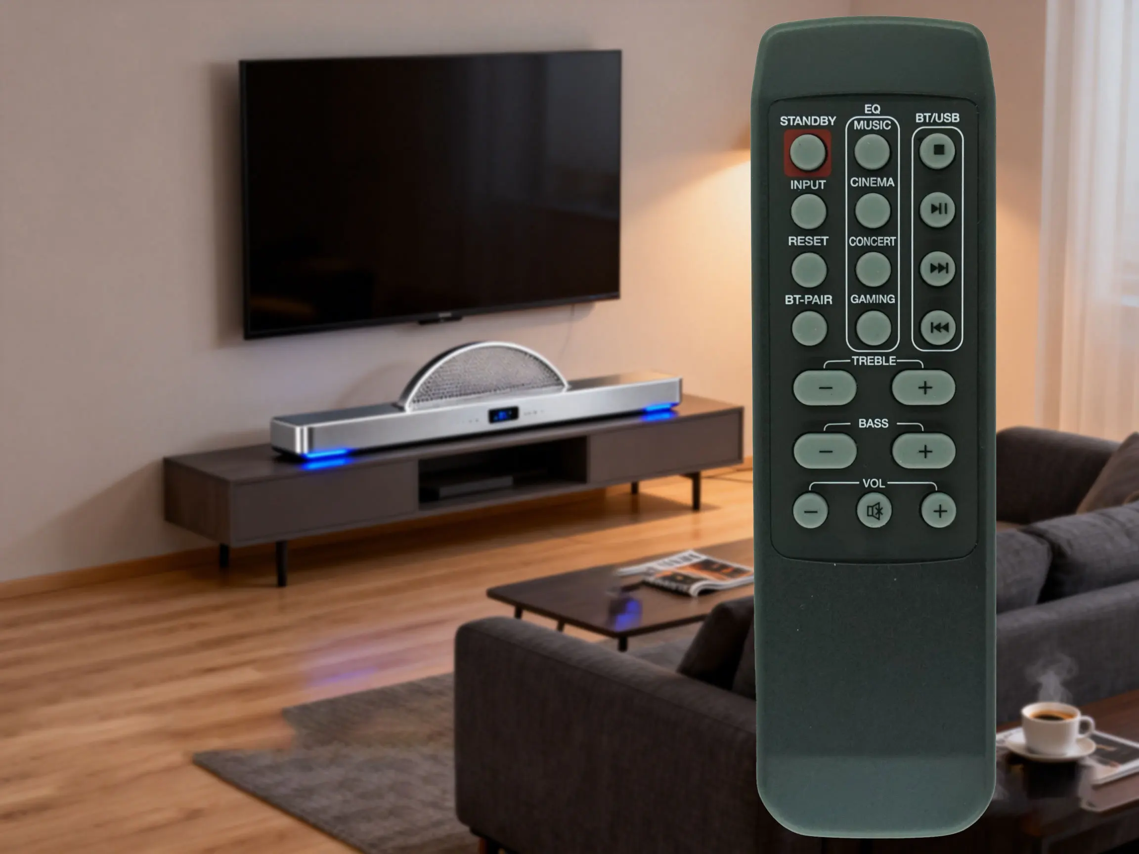 Control remoto para Auvisio ZX-1788-675 y EVL ESB-WO2 ESB-W02 y Fujicom FJSB160W y envivo 1468, sistema de altavoces con barra de sonido para cine en casa