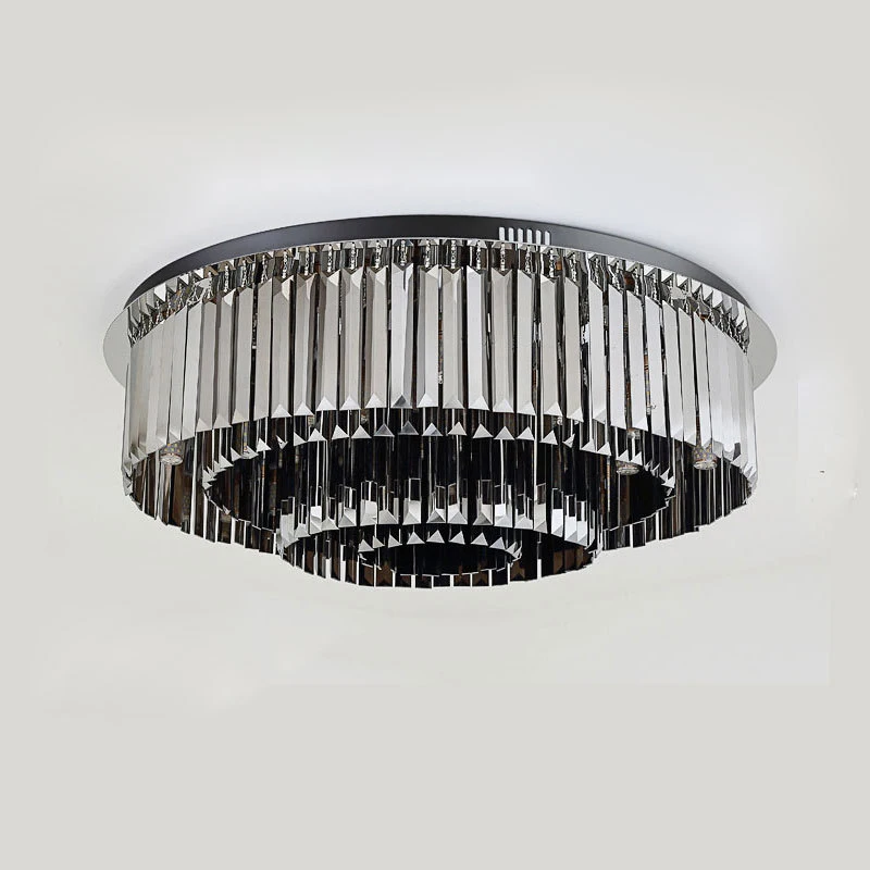 

Modern Smoky Grey Crystal round LED Ceiling Light,Lustre Suspension Luminaire Home decorations for Living room