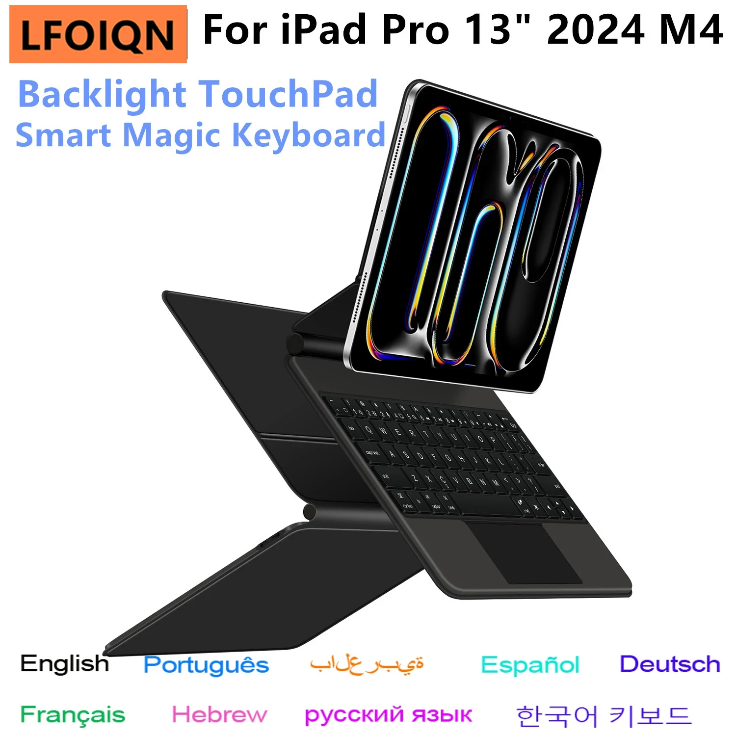 

Backlight Magic Keyboard For iPad Pro 13 2024 iPad Pro 13 (M4) 13" Smart Case Portuguese Spanish Hebrew Arabic German keyboard