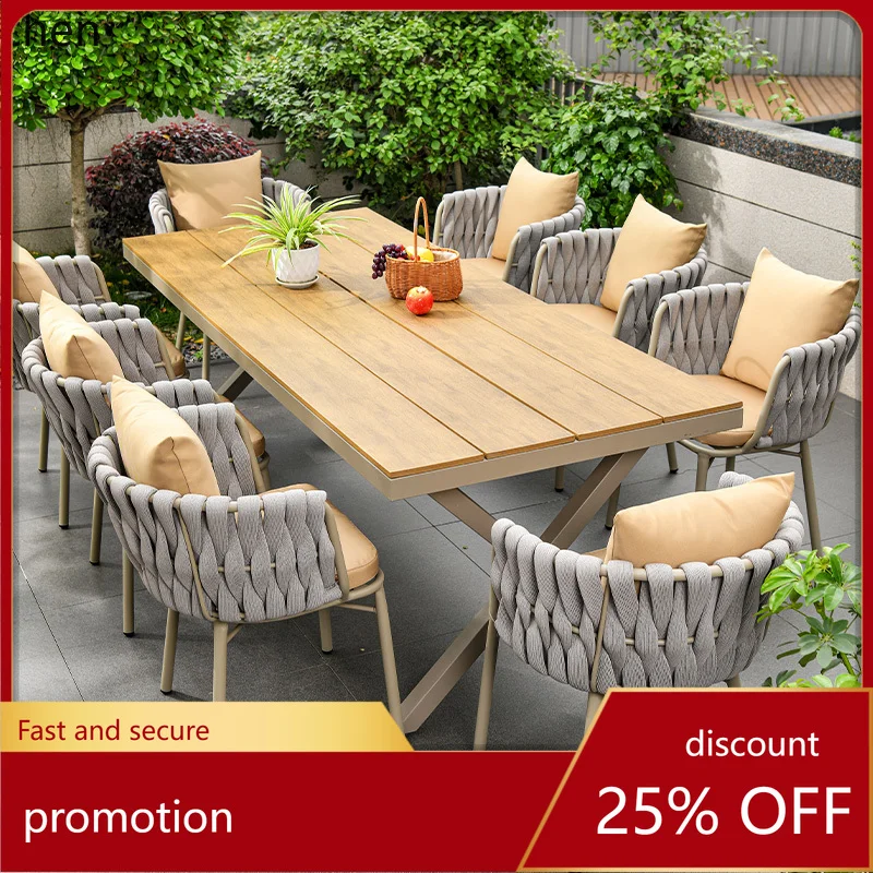 

HT outdoor tables and chairs courtyard garden aluminum alloy table terrace balcony creative leisure rattan tables and chairs