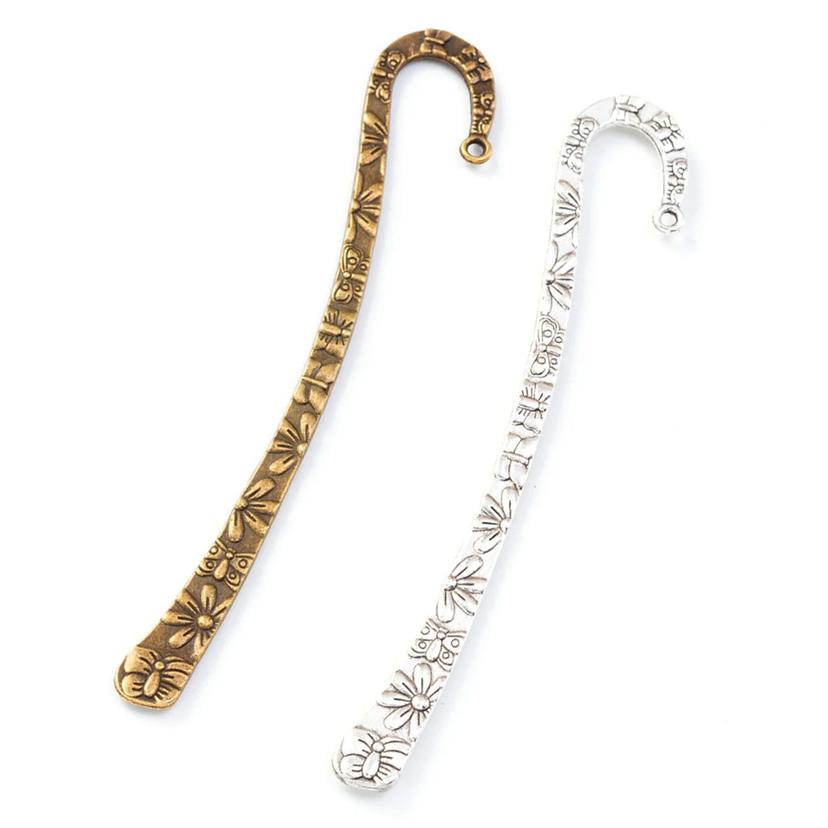 

Bronze Silver Colors Bookmarks Butterfly Flower Carved Jewelry DIY Accessories 122x20x3mm