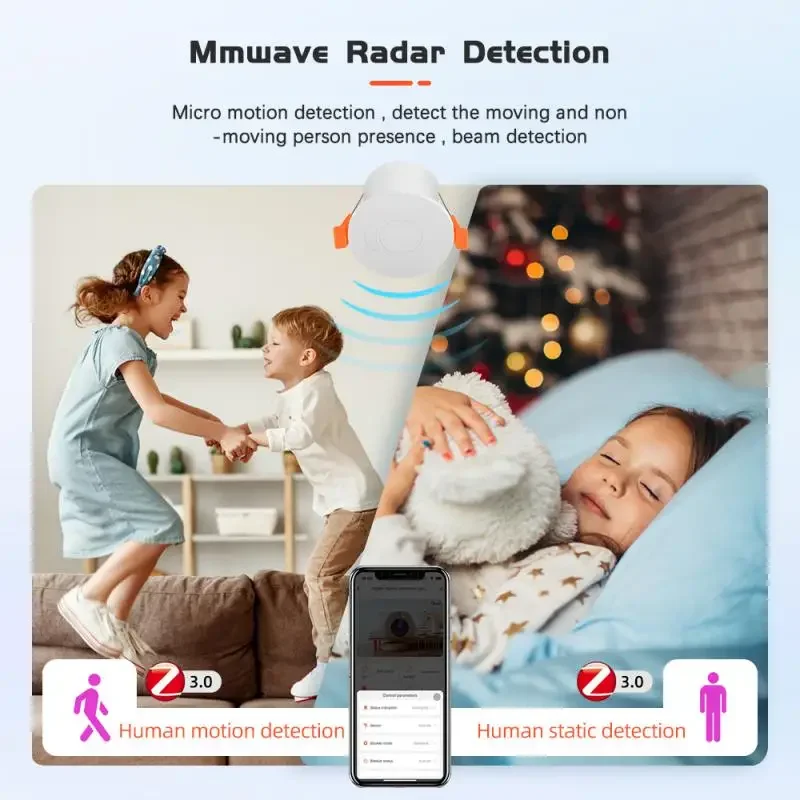 Tuya Zigbee Wifi 24G Sensor de presencia humana iluminación de luz Sensor de brillo detección de onda Mm Sensor de movimiento Micro PIR humano