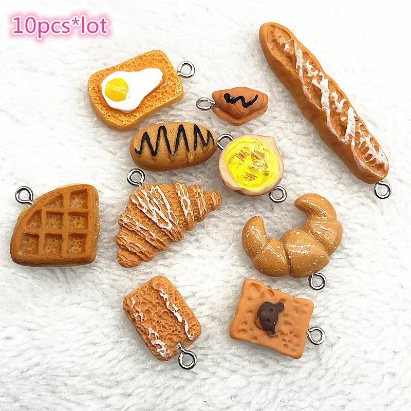 New 5-10pcs Hamburger Doughnut Cake Resin Beads for Jewelry Making Bracelet Charms Necklace Earring Pendant Accessories