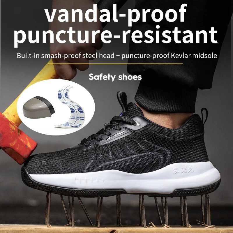 Safety Shoes Men for Work Lightweight Sport Sneakers Steel Toes Safety Tennis Protection for the Feet Original
