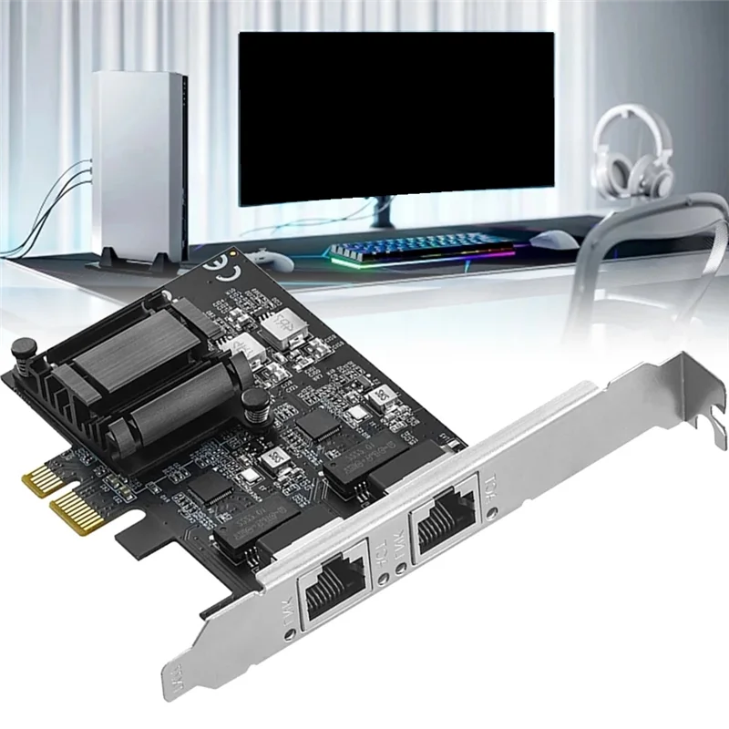 

Модернизированный сервер гигабитной сетевой карты PCIE с 2 портами 2,5G, настольный компьютер, мягкая маршрутизация, 2500 м, высокоскоростной RJ45 RTL8125BG, черный, 1 шт.