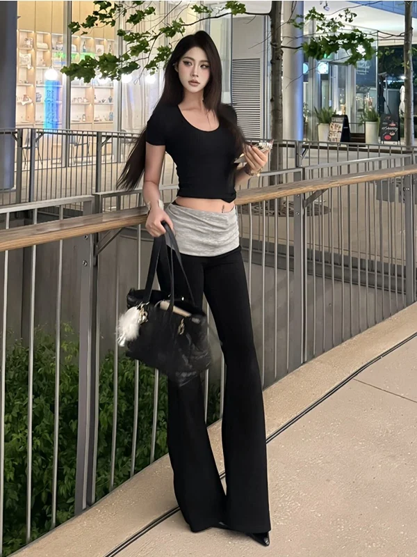 Lage taille Amerikaanse Sle Casual broek Dames Slim Fit Yogabroek Hoogbouw Lange broek Rechte pijpen Broek Zomer 2025