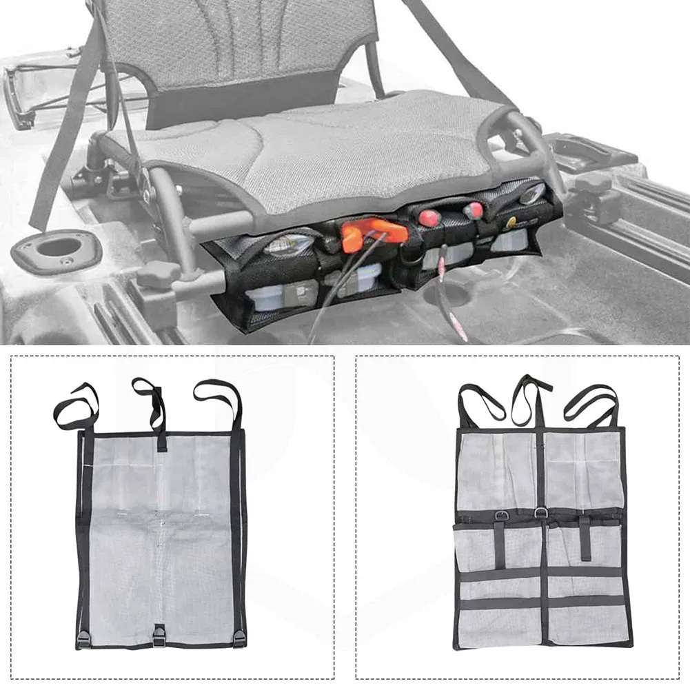 Kayak Storage Bag Nylon Mesh Aluminum Seat Storage Bags Seat Organizer Bundle Canoe Seat Boat Accessories Storage Tools