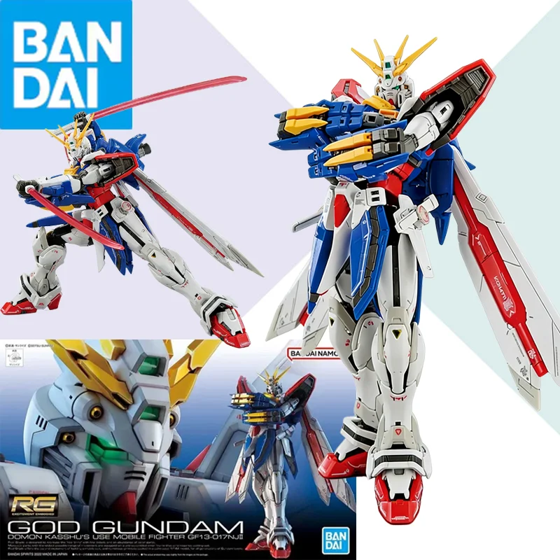 

BANDAI Genuine Gundam Model RG 1/144 GOD GUNDAM Action Anime Figures Assembly Collectible Model Toy Gift for Children